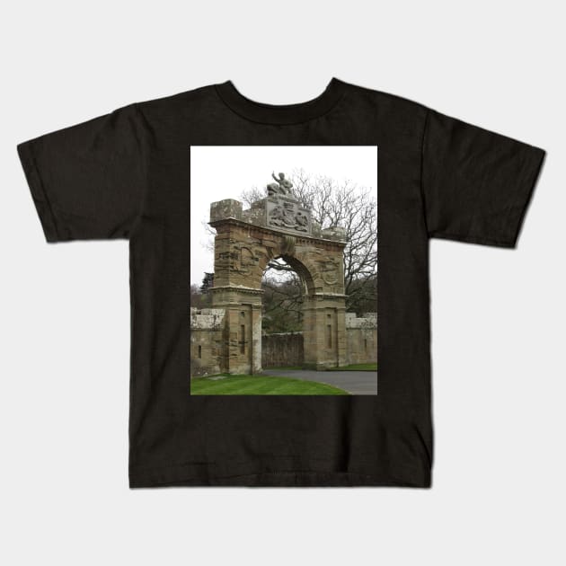 Culzean Castle Forecourt Archway, Carrick, Scotland Kids T-Shirt by MagsWilliamson